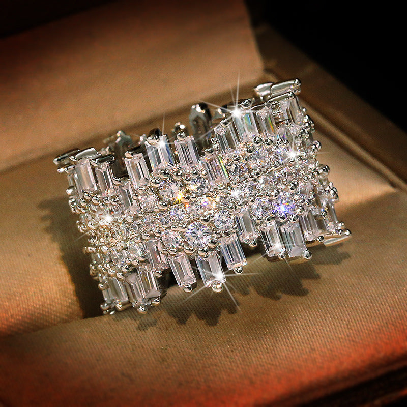 Irregular Micro Inlaid Zircon Ring