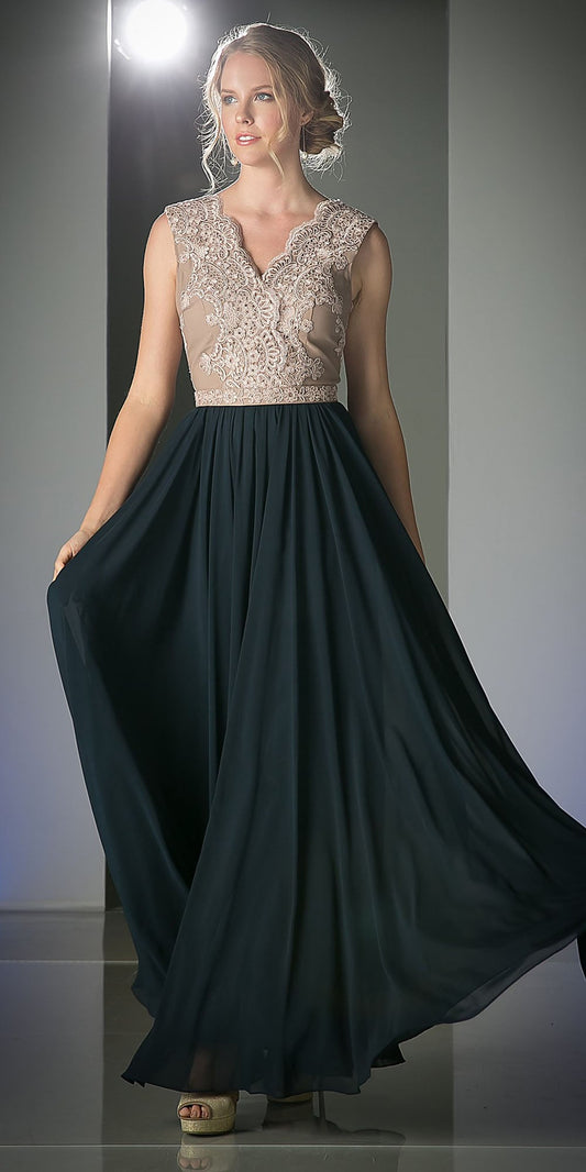 Cinderella Divine 1965 Sleeveless Dress V-Neck Embroidered Bodice