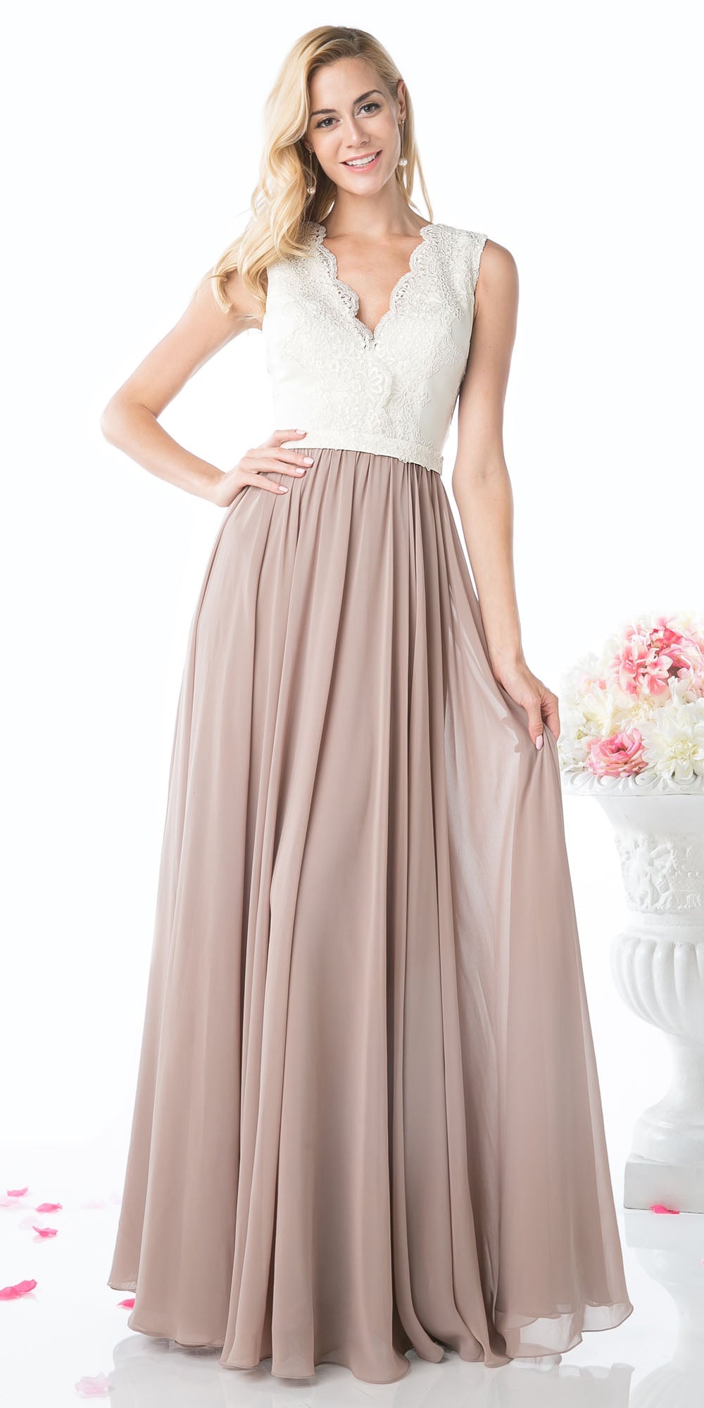 Cinderella Divine 1965 Sleeveless Dress V-Neck Embroidered Bodice
