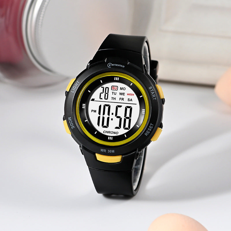 Fashion Pin Buckle Luminous Waterproof PU Strap Student Electronic Watch