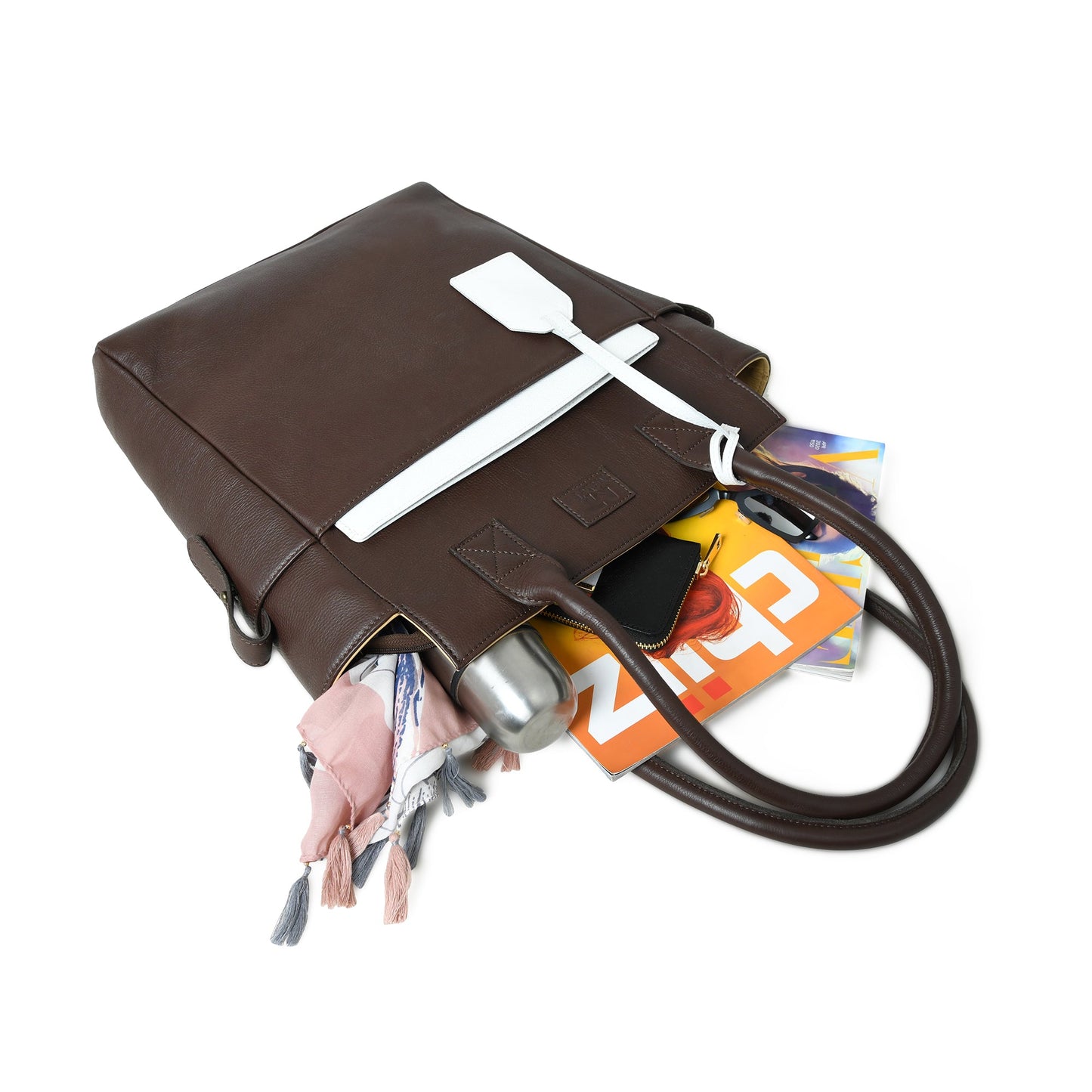 Kastanie Charm Braune Leder Tragetasche