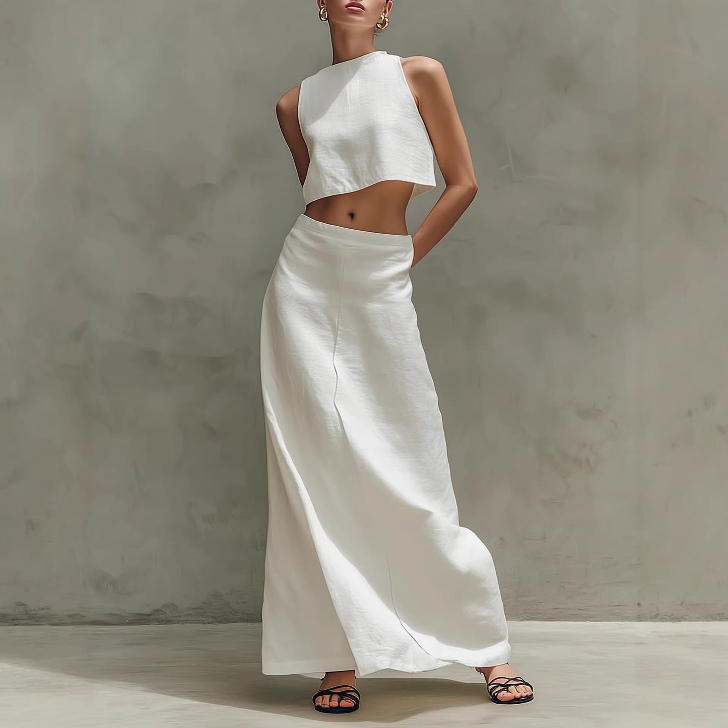 Women's Sleeveless Slimming Maxi Dress Two-Piece Set