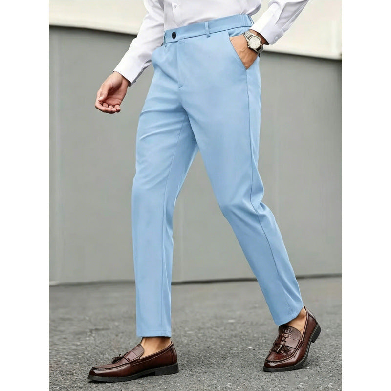 Summer Thin New Mens Solid-color Slim-fit European And American Casual Pants