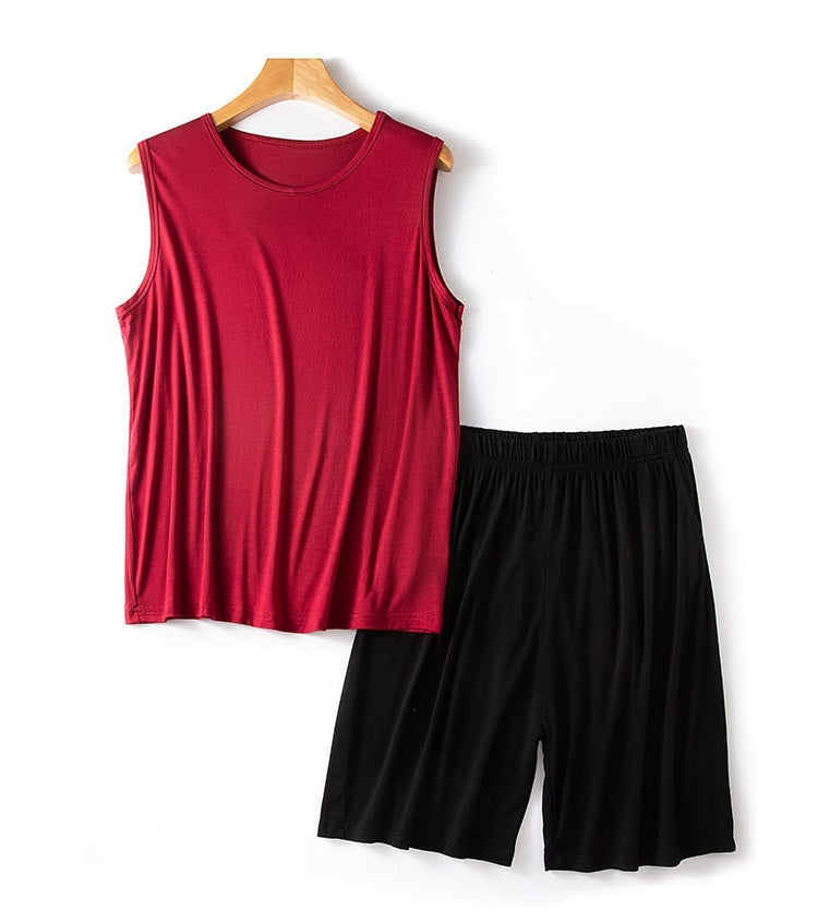 Men's Modal Vest Shorts Summer Loose Plus Size Sleeveless