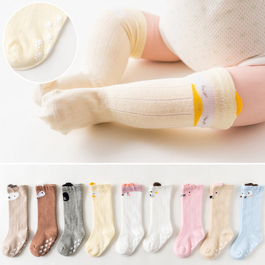 White Baby Sock Non Slip Cotton Long Socks Newborn Knee High Socks For Baby Girls Super Elastic Cute Design