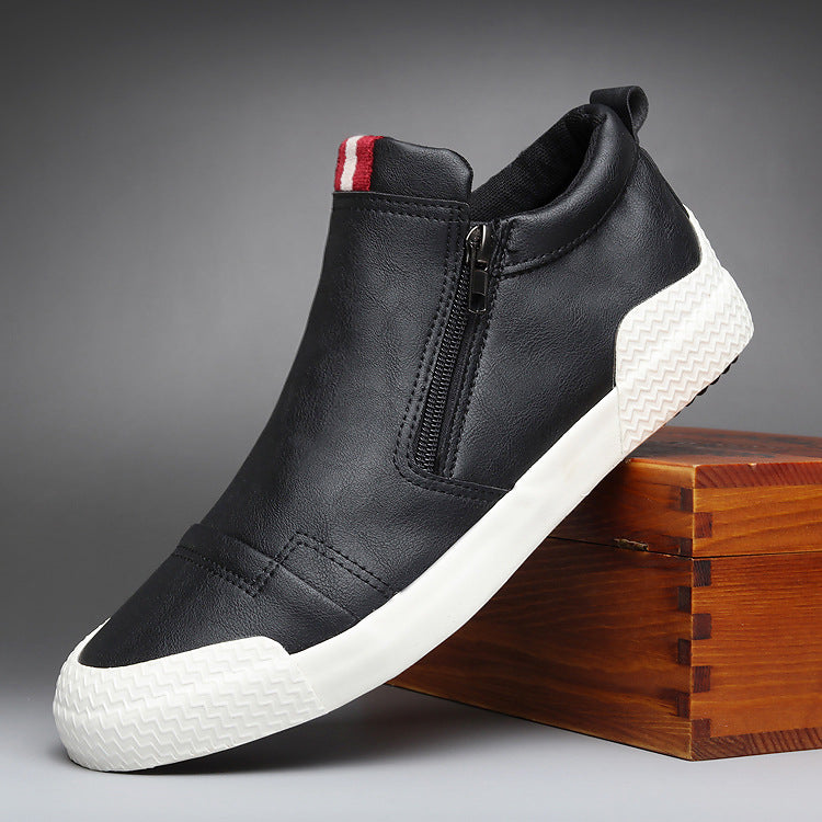 Mens Casual Winter Warm Ankle Boots Fashion Snow Boots Outdoor Footwear Black Sneakers Men's Leather Lined Warm Anti-slip Outdoor Work Shoes