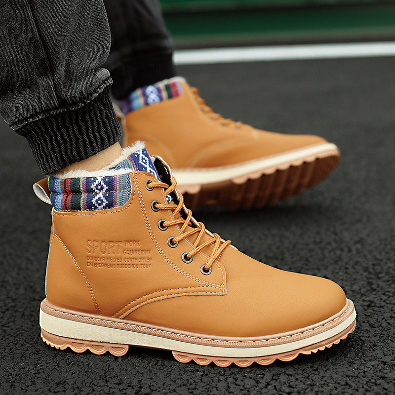 Business Soft Mens Boots Winter Shoes Waterproof Snow Boots With Warm Plush Winter Footwear Casual Boots Winter Hiking Boots Lining Outdoor Anti Slip Outdoor Sport Shoes