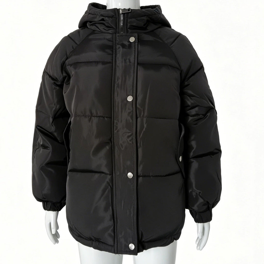 Womens Winter American-Style Fake Two-Piece Patchwork Hooded Cotton Padded Coat
