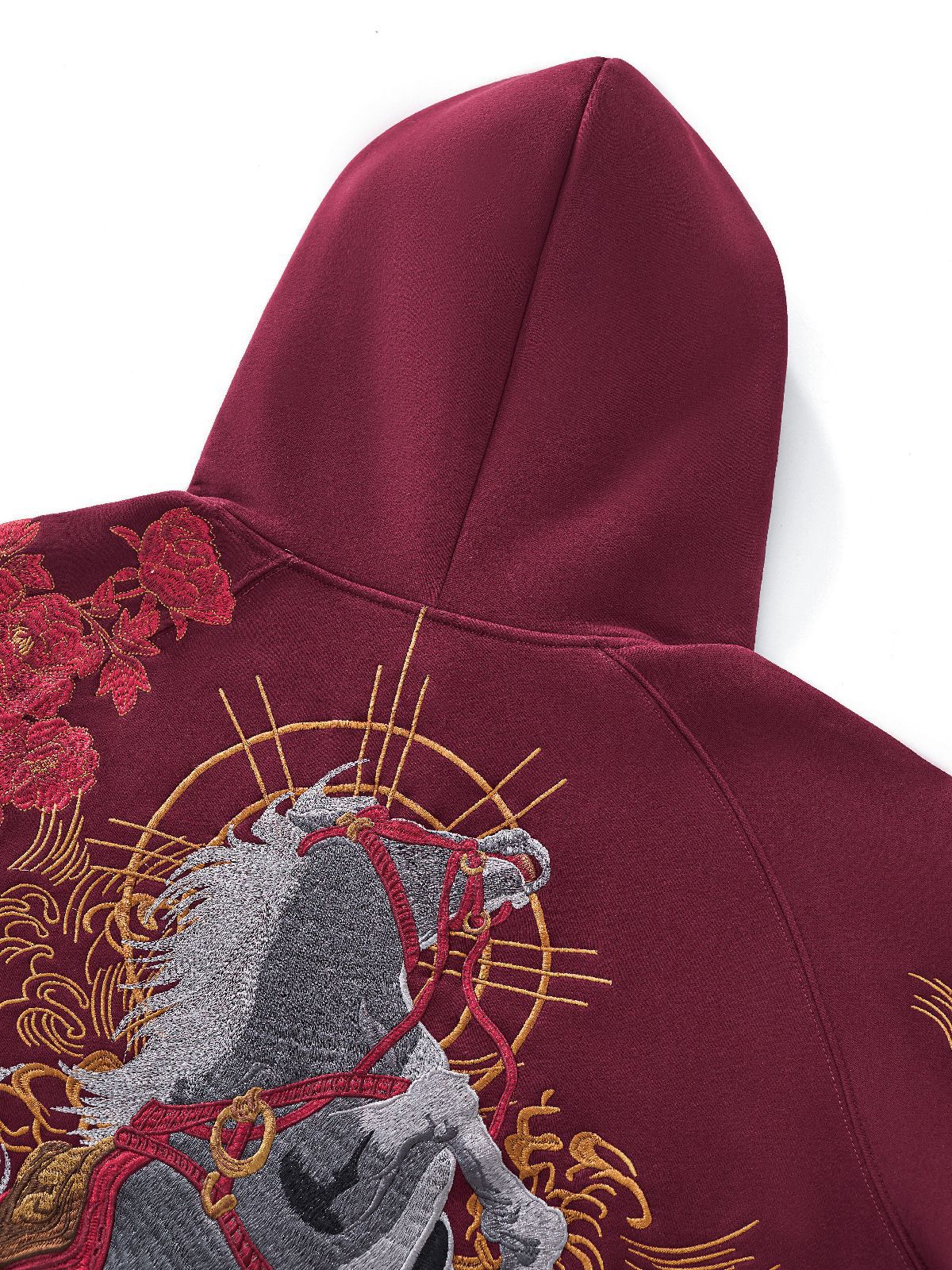 Heavy-embroidered Chinese-style Horse-year Embroidered Hooded Pullover
