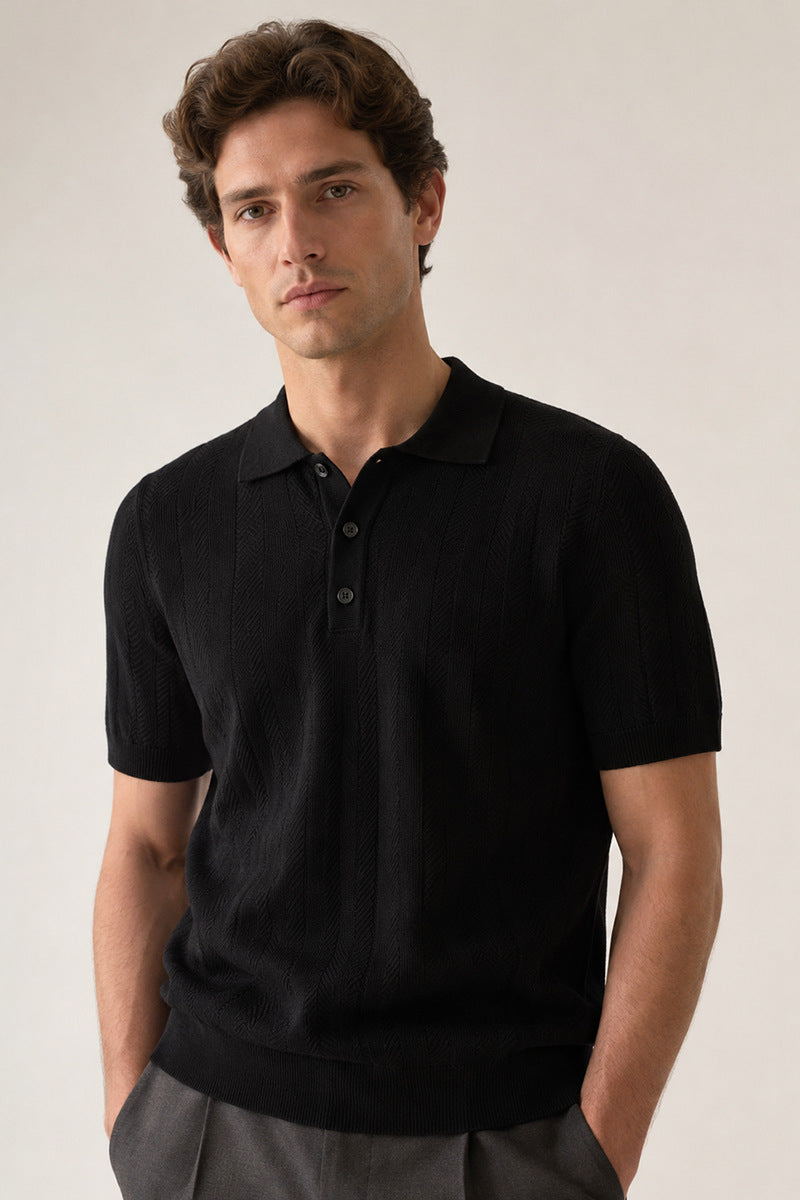 Casual Knitted Short-sleeve Mens Polo Shirt