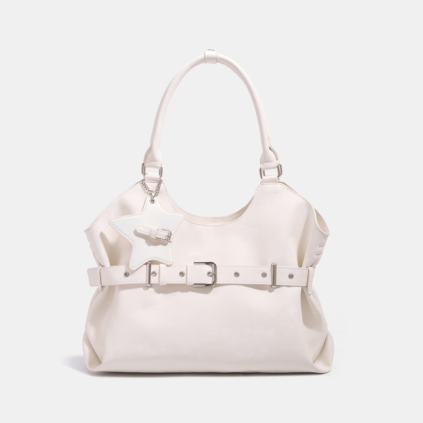 Belt-designed Single-shoulder Tote Bag Large Capacity For Women