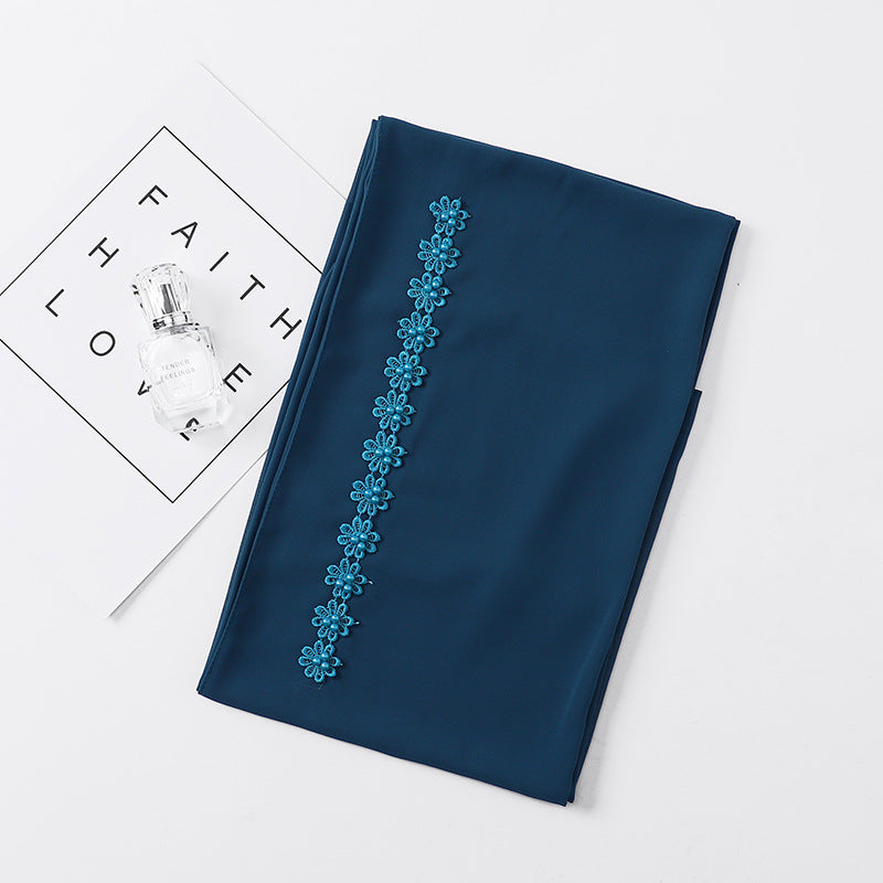 Pearl Chiffon Nail Pearl Decorative Headscarf