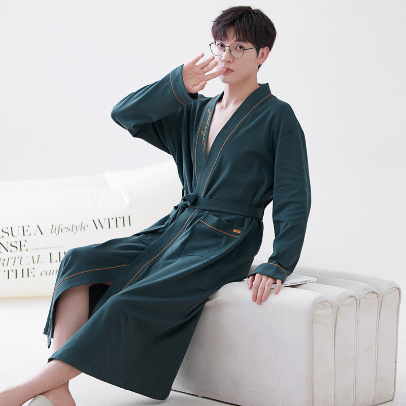 Long-sleeve Mens Home Wear Long And Thin Nightgown