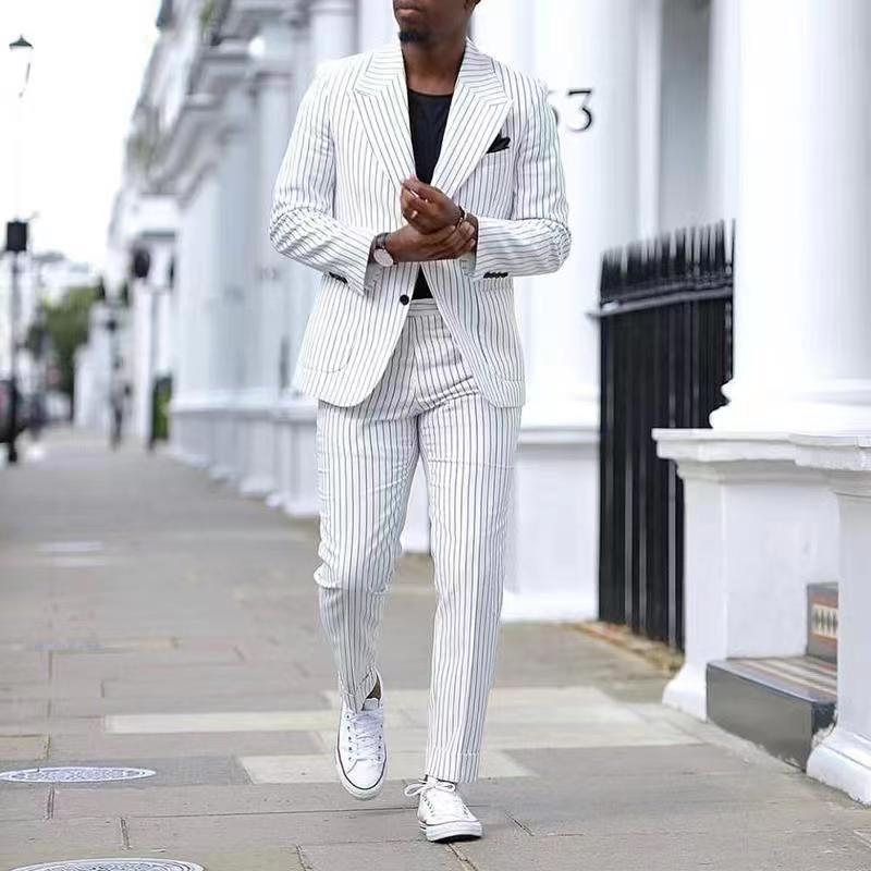 Mens Business-Casual Suit Pants Two-Piece Set