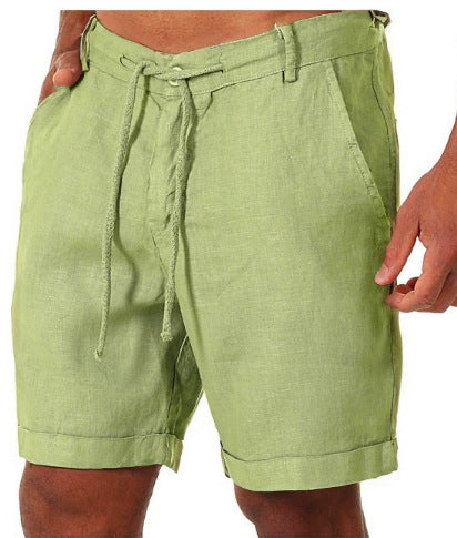 Mens Sports Running Fitness Shorts Solid-Color Casual Pants With Drawstring
