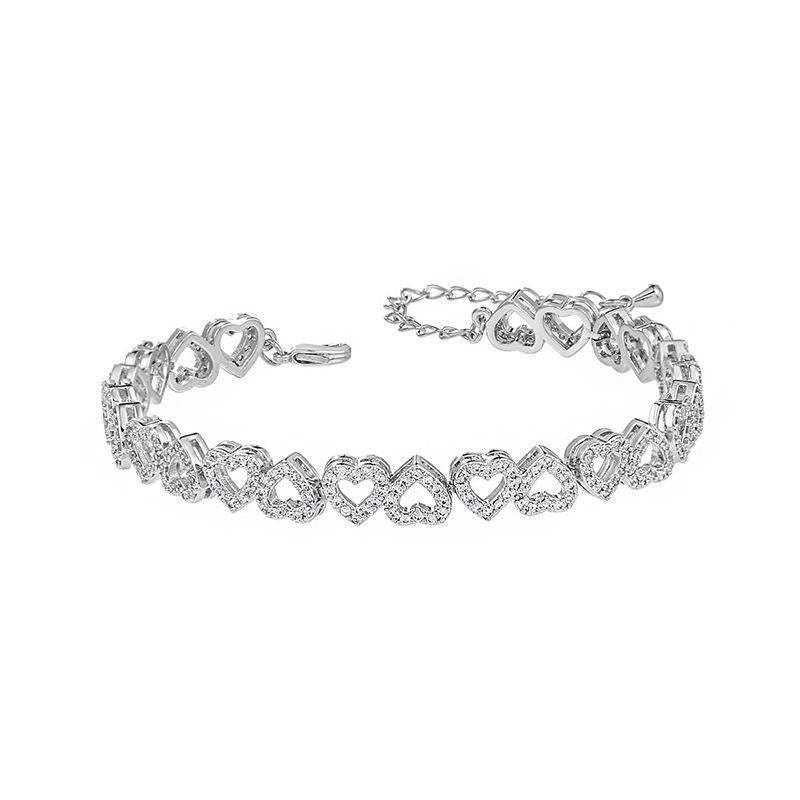 Girl's High-grade Diamond Bracelet With Full Diamond Heart