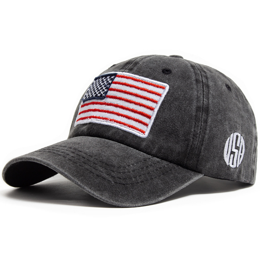 Men's And Women's Identical National Flag-style Side-stitched Letters Distressed And Rounded Edges Soft-top Adjustable Trendy Retro Baseball Cap Suitable For Outdoor Sports, Camping And Daily Use.