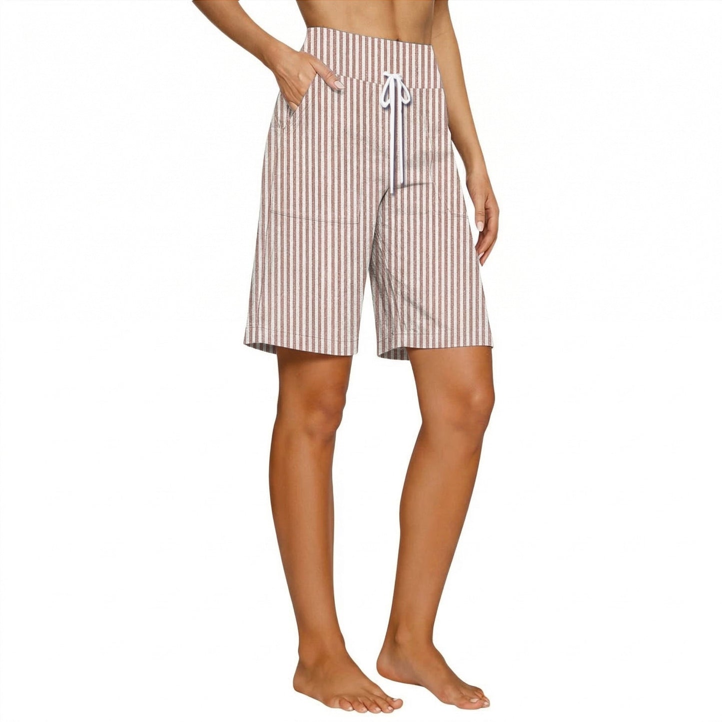 Loose-fit Striped High-waisted Shorts