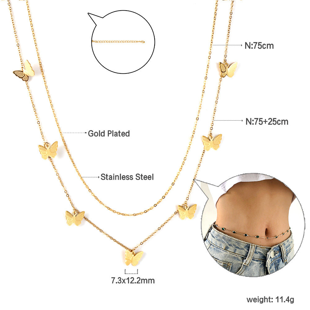 Sweet-and-cool Edgy Two-layer Waist Chain