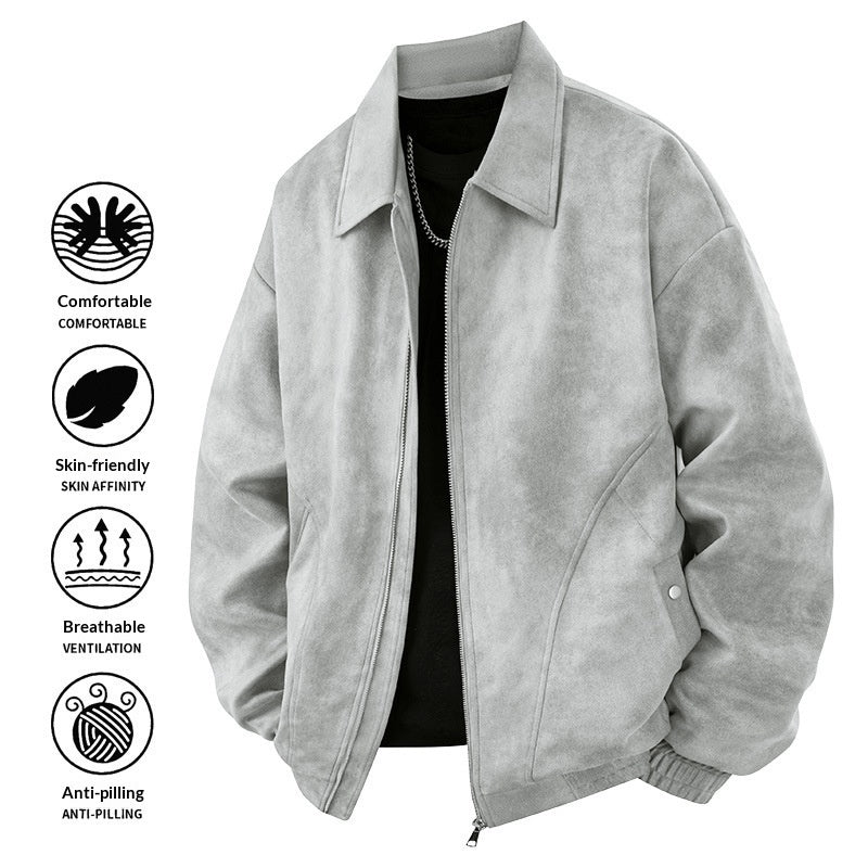 Mens American-style Jacket Lapel Coat Loose-fitting