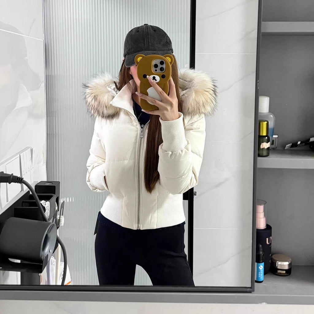 Womens Thickened Fleece-lined Slim-fit Cotton Coat