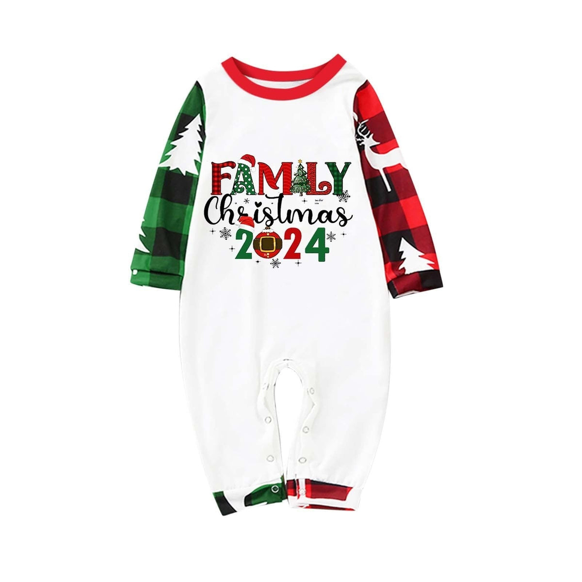 Parent-Child Christmas Homewear Suit Plaid Stitching Printing
