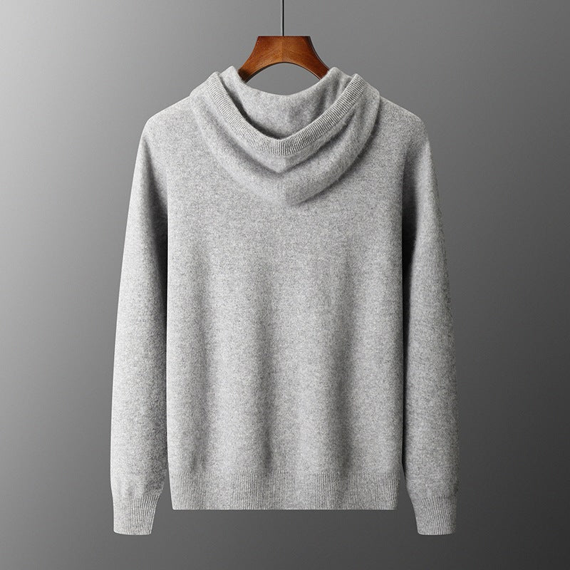 Men's Solid Color Casual Hooded Knitted Sweatshirt Long Pants Set