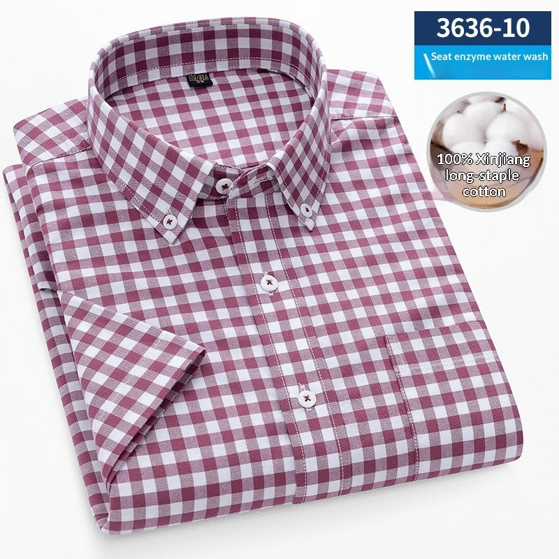 Mens Short-Sleeve Pure Cotton Oxford Shirt