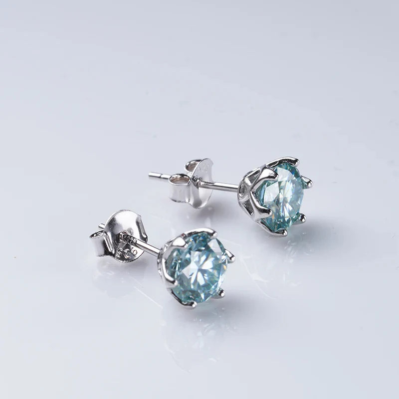 Boucles d'oreilles clous en moissanite ronde 1 à 4 carats couleur D VVS1 3EX plaqué platine 925