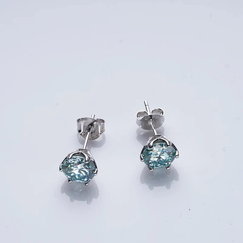 Boucles d'oreilles clous en moissanite ronde 1 à 4 carats couleur D VVS1 3EX plaqué platine 925