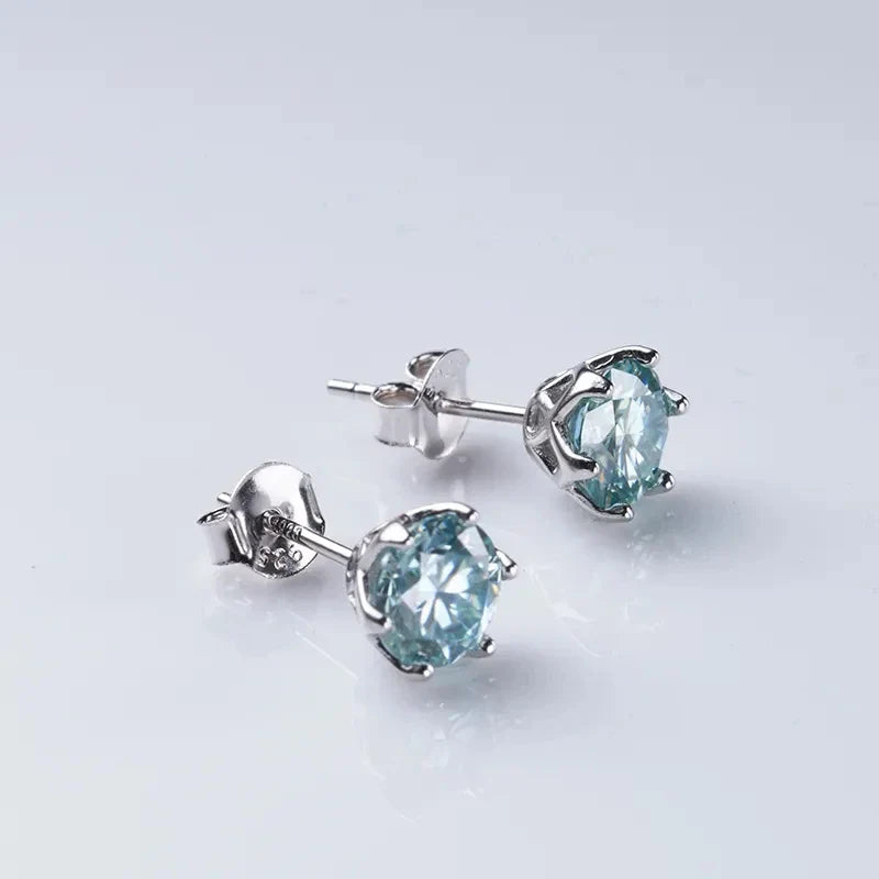 Boucles d'oreilles clous en moissanite ronde 1 à 4 carats couleur D VVS1 3EX plaqué platine 925