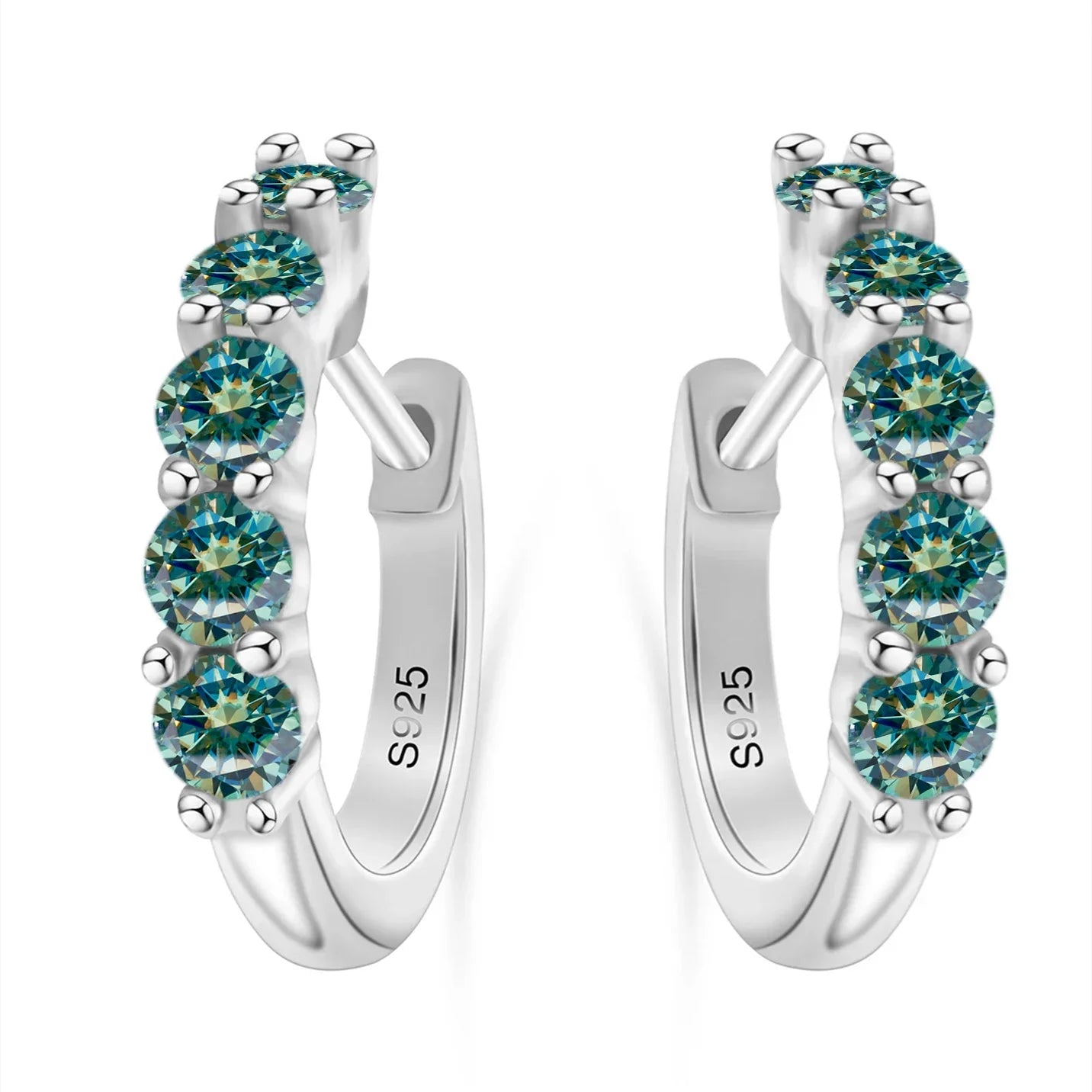 1ct D Color 3mm Moissanite Hoop Charm Earrings 925 Sterling Silver Women