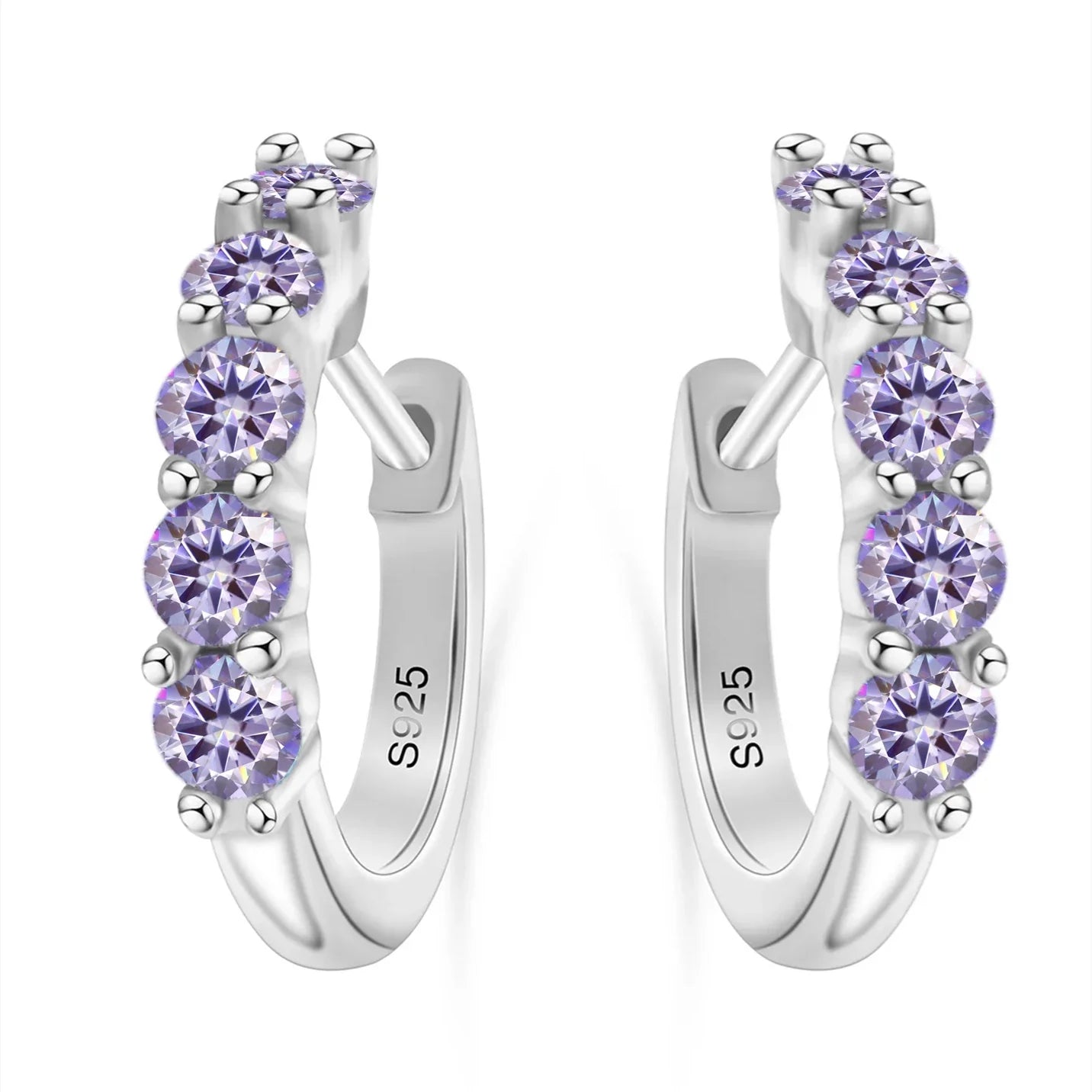1ct D Color 3mm Moissanite Hoop Charm Earrings 925 Sterling Silver Women