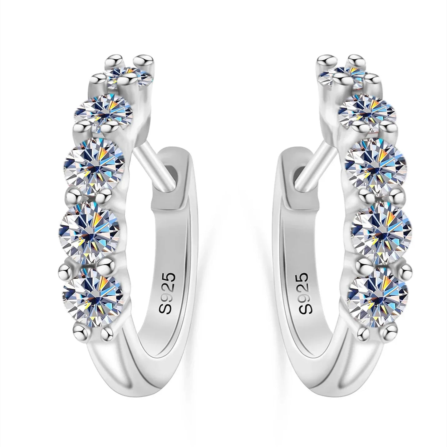 1ct D Color 3mm Moissanite Hoop Charm Earrings 925 Sterling Silver Women
