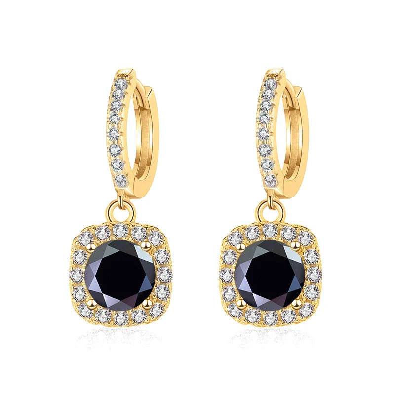 1ct GRA-Certified Moissanite Drop Earrings VVS D 18K Gold Plated 925 Sterling