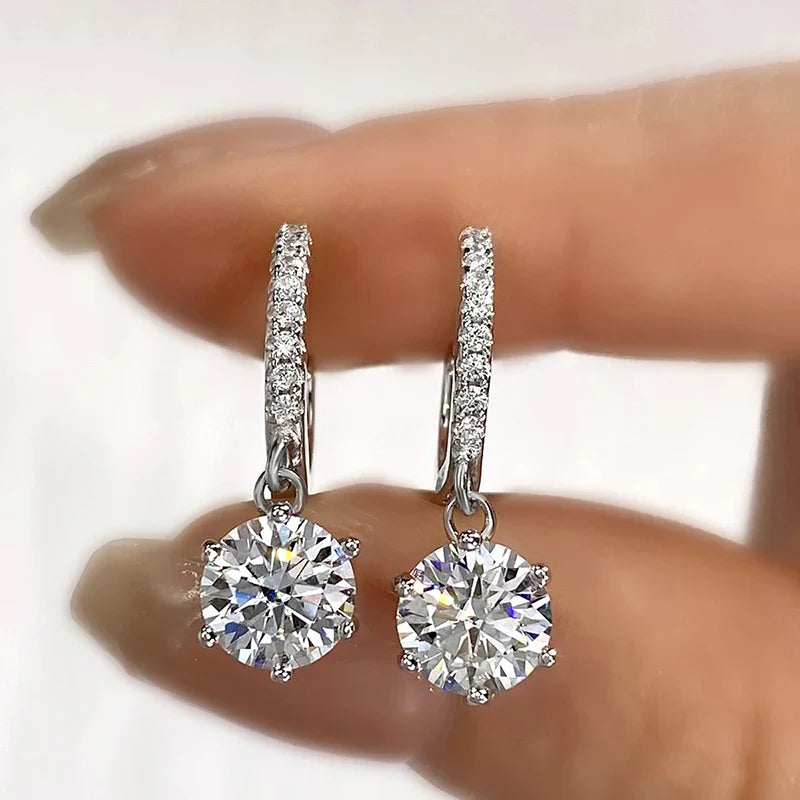 1CT zertifizierte Moissanit-Creolen für Damen, 925er Sterlingsilber