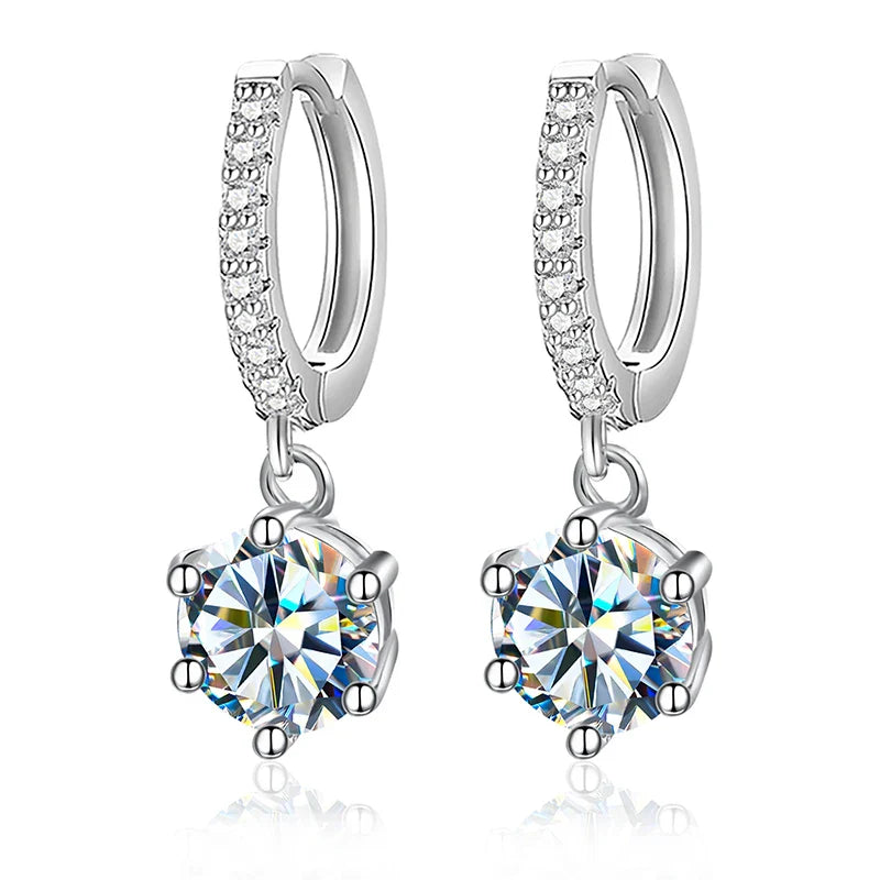 1CT zertifizierte Moissanit-Creolen für Damen, 925er Sterlingsilber