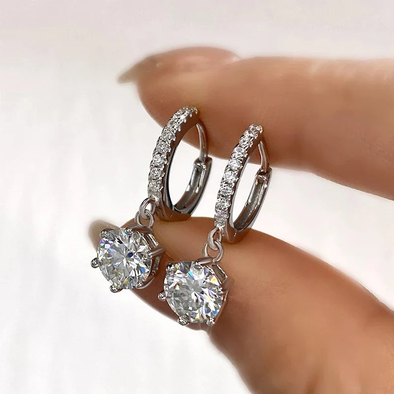 1CT zertifizierte Moissanit-Creolen für Damen, 925er Sterlingsilber