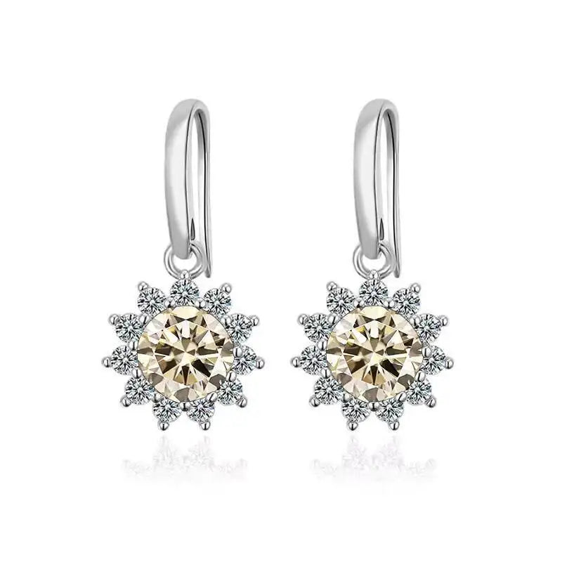 1CT Moissanite Drop Earrings 925 Sterling Silver Colorful Green Blue Pink