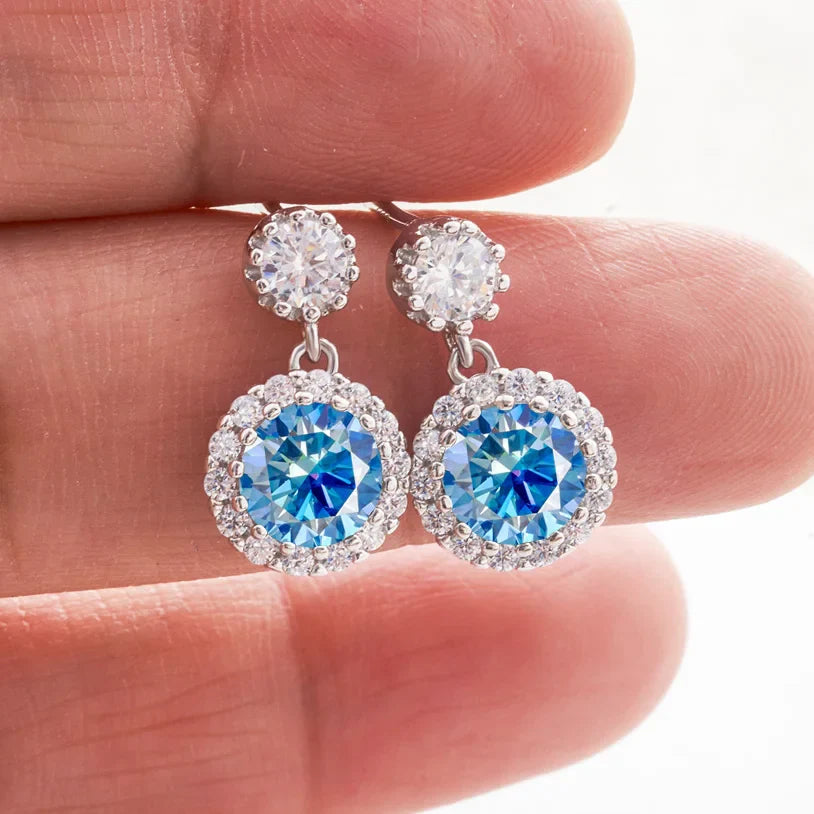 Boucles d'oreilles pendantes en moissanite 1 carat pour femme en argent sterling S925 plaqué or blanc 18 carats