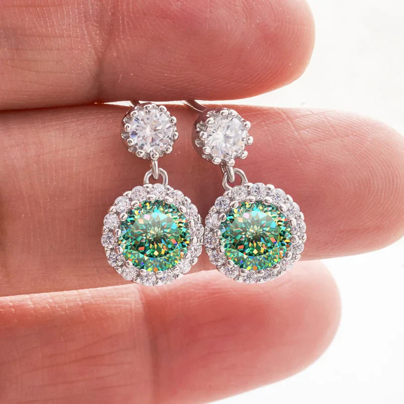 Boucles d'oreilles pendantes en moissanite 1 carat pour femme en argent sterling S925 plaqué or blanc 18 carats