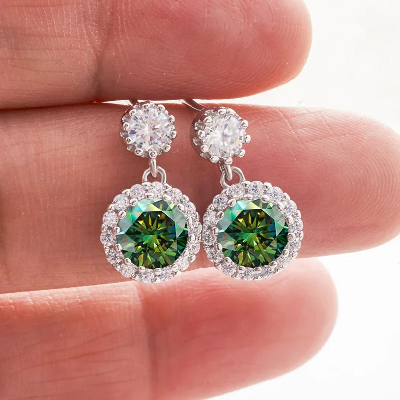 Boucles d'oreilles pendantes en moissanite 1 carat pour femme en argent sterling S925 plaqué or blanc 18 carats