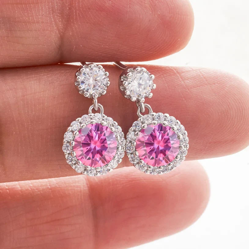 Boucles d'oreilles pendantes en moissanite 1 carat pour femme en argent sterling S925 plaqué or blanc 18 carats
