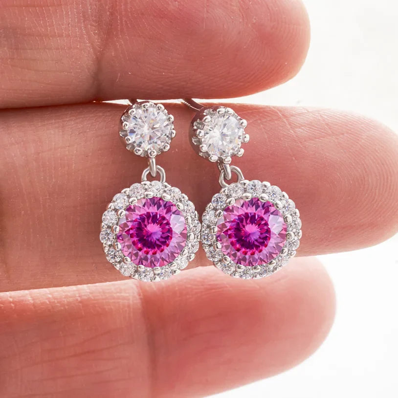 Boucles d'oreilles pendantes en moissanite 1 carat pour femme en argent sterling S925 plaqué or blanc 18 carats