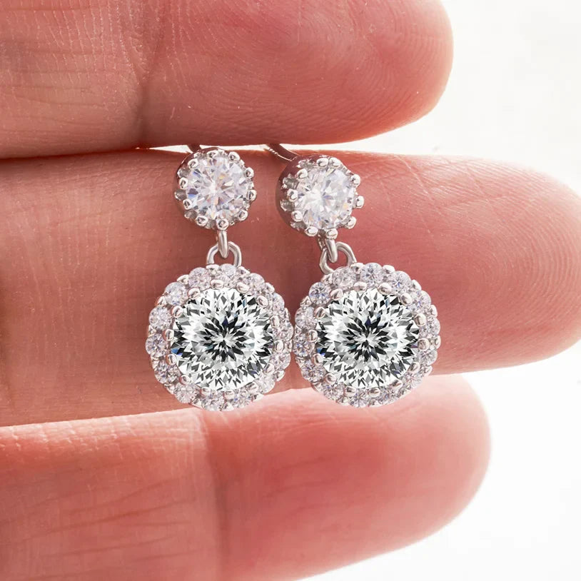 Boucles d'oreilles pendantes en moissanite 1 carat pour femme en argent sterling S925 plaqué or blanc 18 carats