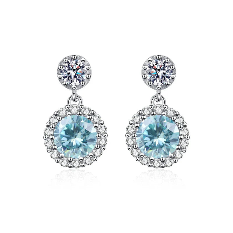 Boucles d'oreilles pendantes en moissanite 1 carat pour femme en argent sterling S925 plaqué or blanc 18 carats