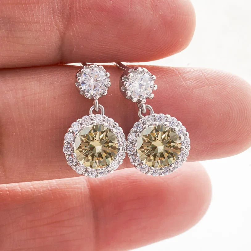 Boucles d'oreilles pendantes en moissanite 1 carat pour femme en argent sterling S925 plaqué or blanc 18 carats