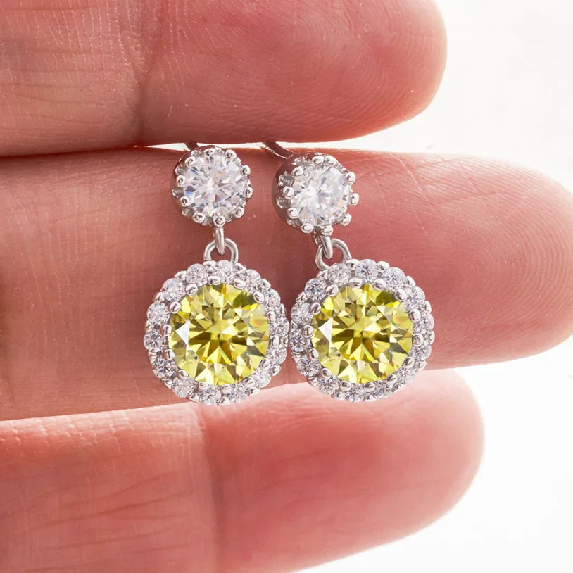 Boucles d'oreilles pendantes en moissanite 1 carat pour femme en argent sterling S925 plaqué or blanc 18 carats