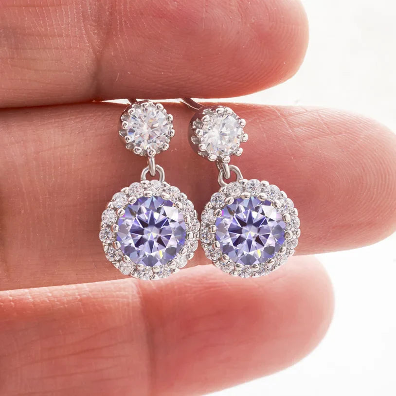 Boucles d'oreilles pendantes en moissanite 1 carat pour femme en argent sterling S925 plaqué or blanc 18 carats