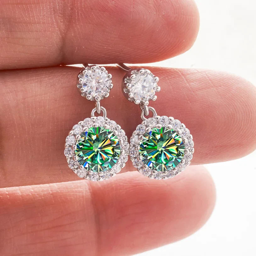 Boucles d'oreilles pendantes en moissanite 1 carat pour femme en argent sterling S925 plaqué or blanc 18 carats